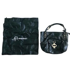 B MAKOWSKY Black Soft Leather Handbag W Dust Bag